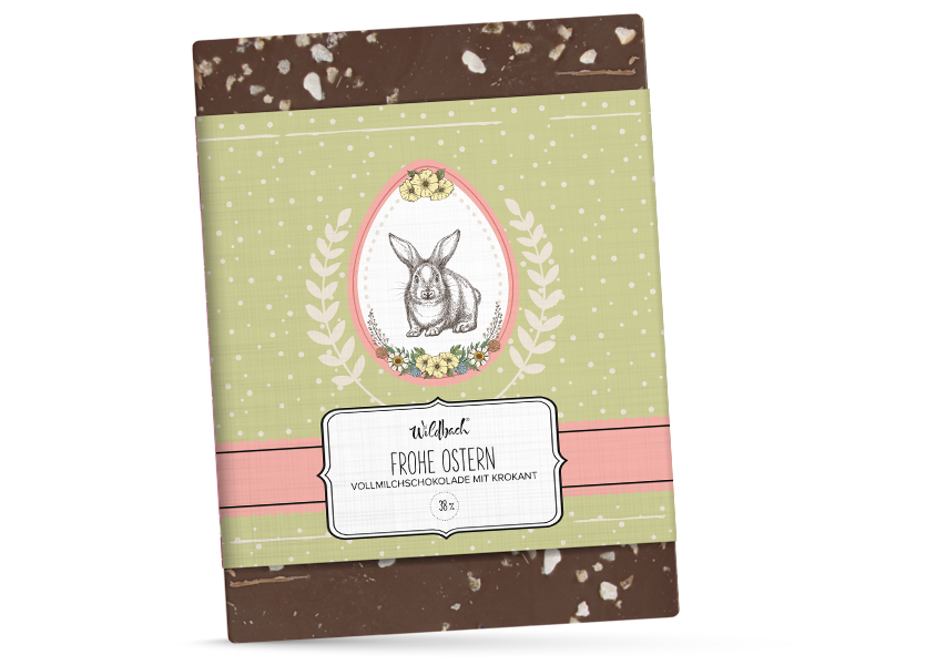 Wildbach - Frohe Ostern Schokolade mit Krokant - Vintage