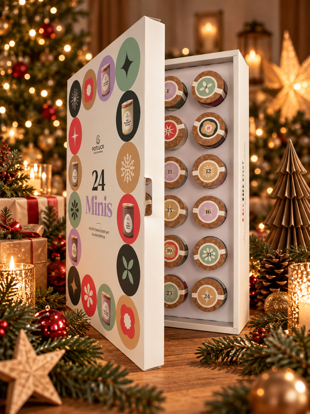Adventskalender PotLuck mit 24 Mini Töpfen