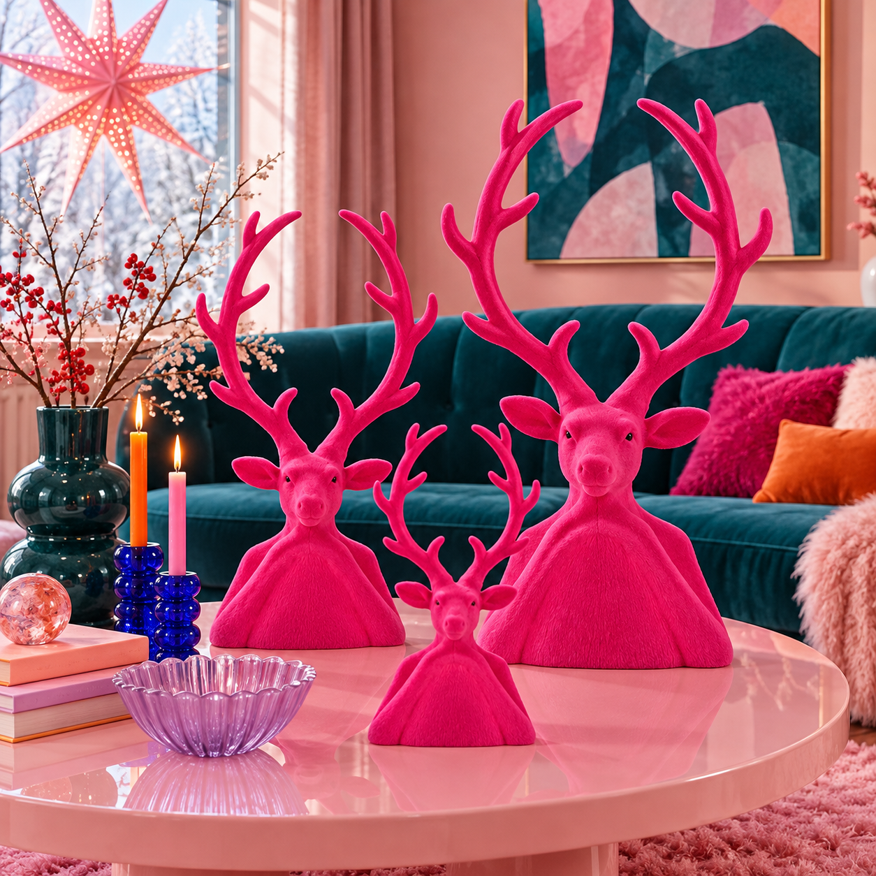 Hirschkopf Tasko pink - 30 cm pink